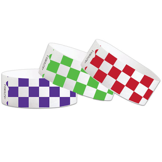 1" Tyvek Paper Wristband Checkers