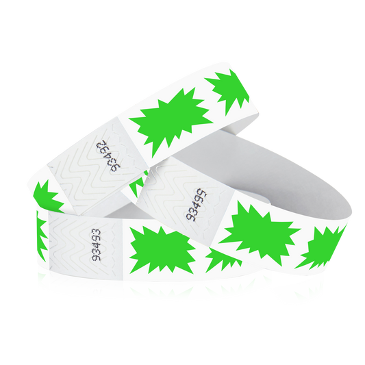 3/4" Tyvek Green Bursts Wristbands