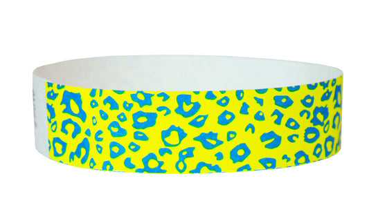 3/4" Tyvek Neon Cheetah Wristbands