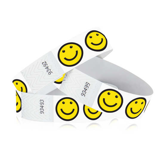 3/4" Tyvek Yellow Smiley Face Wristbands