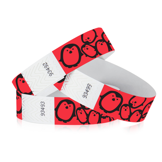 3/4" Tyvek Red Penguins Wristbands