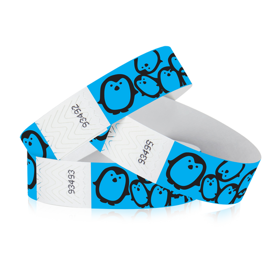 3/4" Tyvek Blue Penguins Wristbands